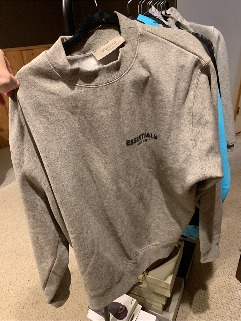 Essentials Light Grey Logo Crewneck Sweatshirt